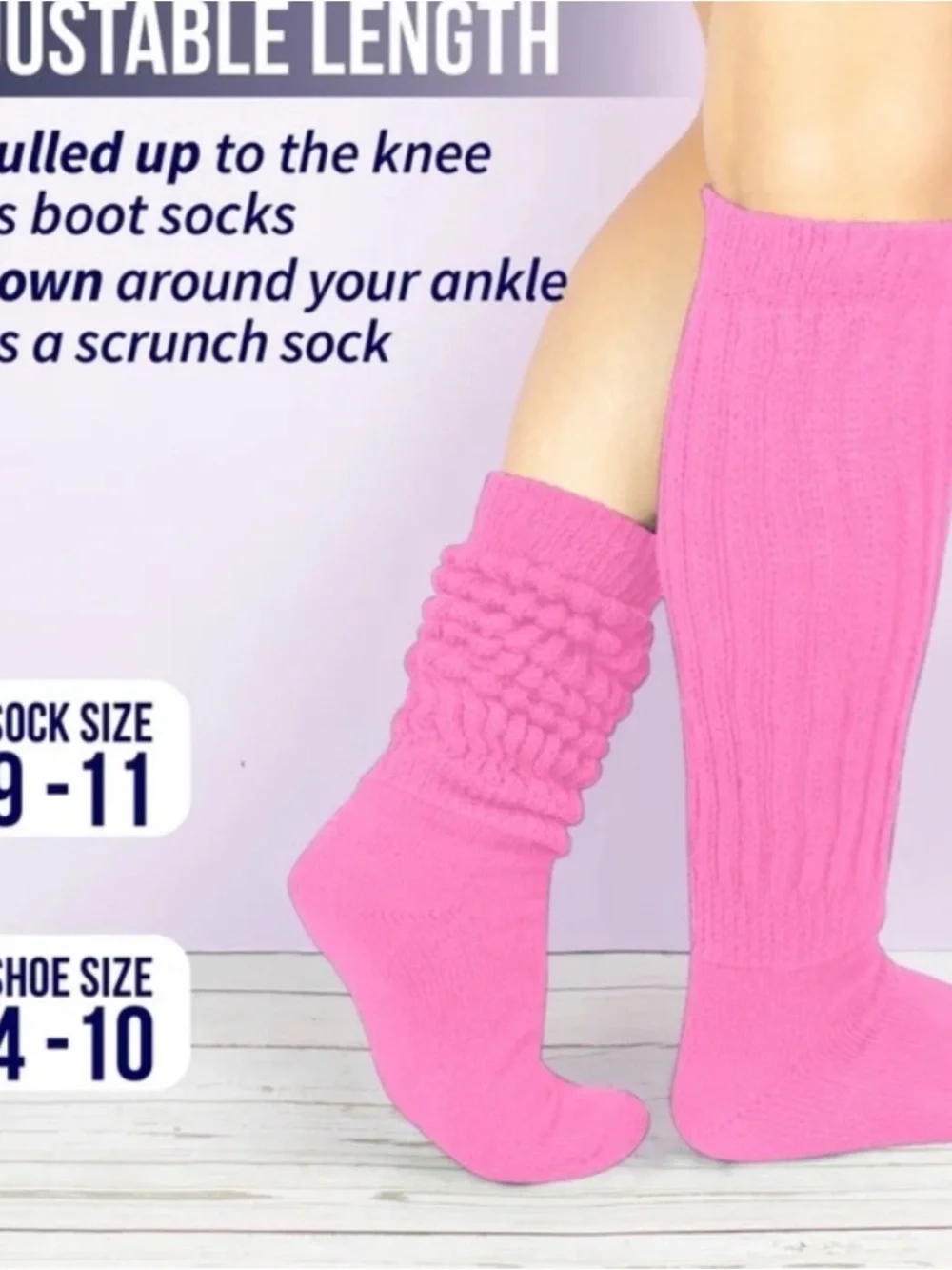 2 pairs Pink Cozy Slouch Socks for Women
